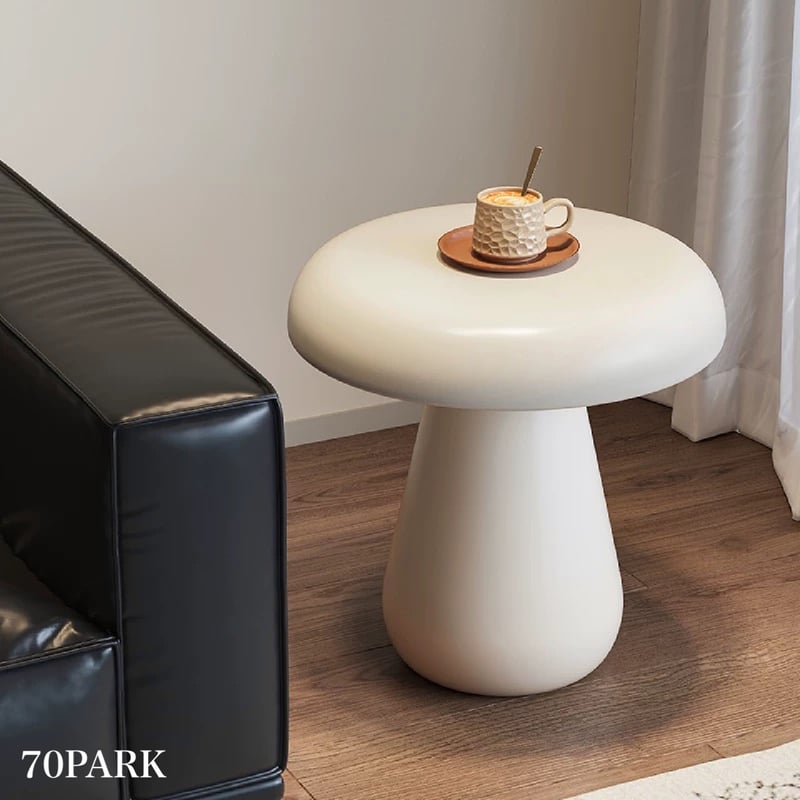 マッシュルーム モチーフ モノトーン サイドテーブル 全3色 ラウンド