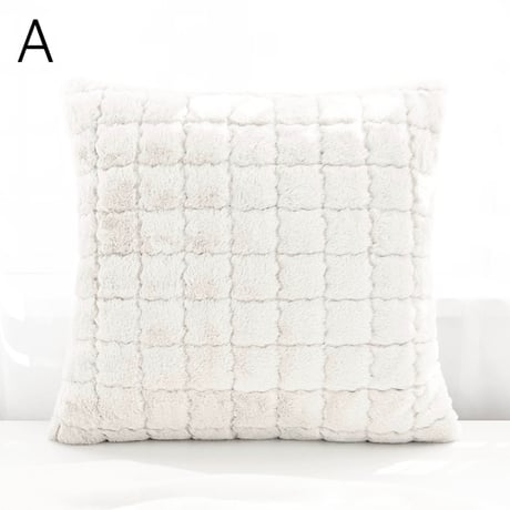 #フェイクファー グリッド クッションカバー 全3色 45×45