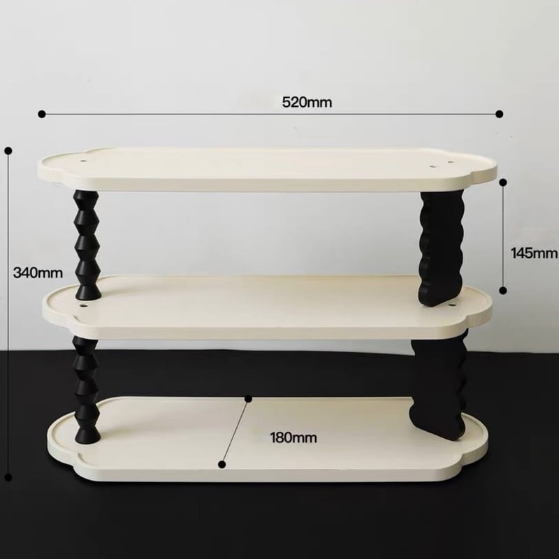 うねうね モノトーン 三段 収納 ディスプレイラック | 70PARK