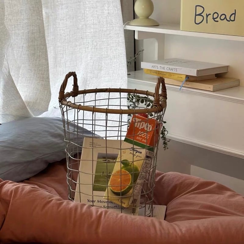 持ち手付き アイアン 縦長 バスケット 収納 カゴ | 70PARK