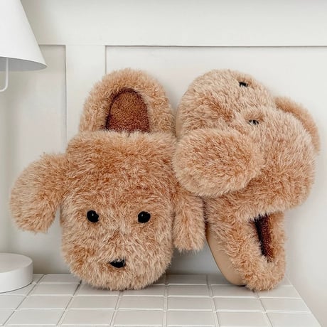 #ほわほわ パピー ルームシューズ 全2色 3サイズ 室内 スリッパ 履くぬいぐるみ 犬