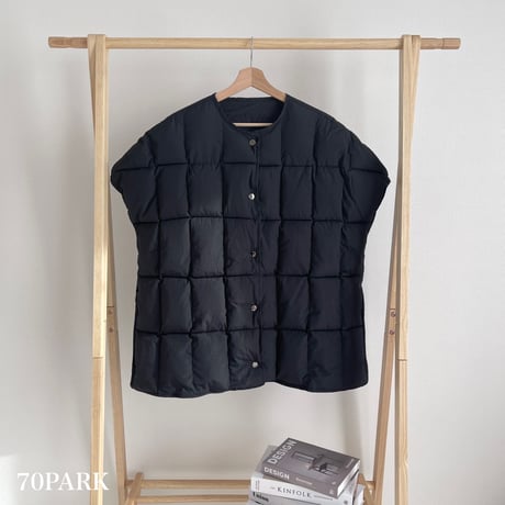 【即納】#サイドスリット 中綿 パフ ポンチョ 全2色 ジャケット