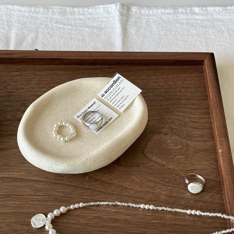 ぽってり セラミック オーバル型 アクセサリー トレイ 全2色 小物置き