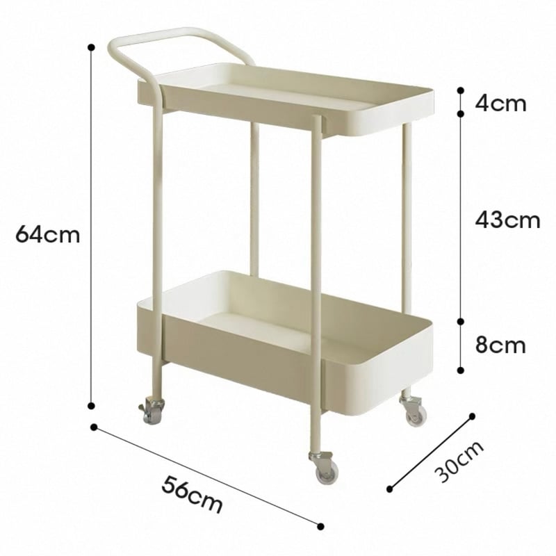 持ち手 キャスター付き アイアン 二段 サイドテーブル 全2色 ワゴン