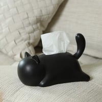 #寝そべり キャット セラミック ティッシュケース 全4色 猫 ティッシュボックス