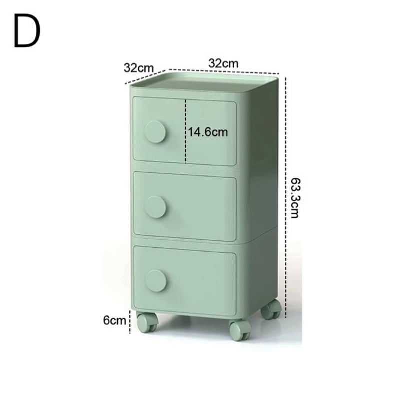 キャスター付き スクエア 三段 カラー 収納 ラック サイドテーブル 全6