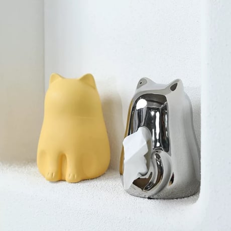 【即納】#おすわり キャット セラミック ティッシュケース 全4色 猫 ティッシュボックス