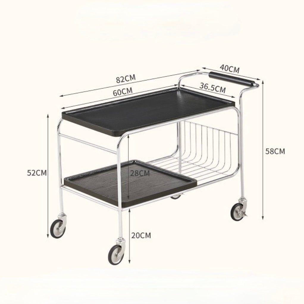 キャスター付き ステンレス 二段 サイドテーブル 収納 ラック 全2色