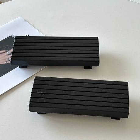 #脚付き ブラック ウッド 長方形 トレイ 小物置き アクセサリートレイ