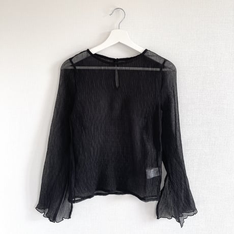 【即納】#スリット入り フレアスリーブ シアー トップス 全2色