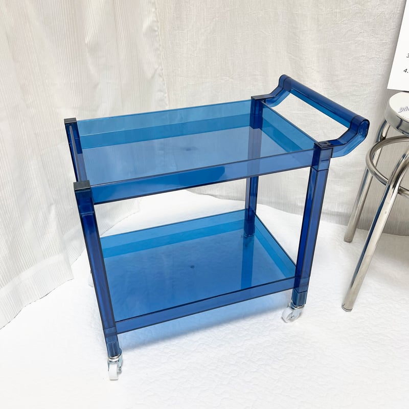 即納】#クリアカラー 二段 収納 ラック ワゴン 全2色 サイドテーブル