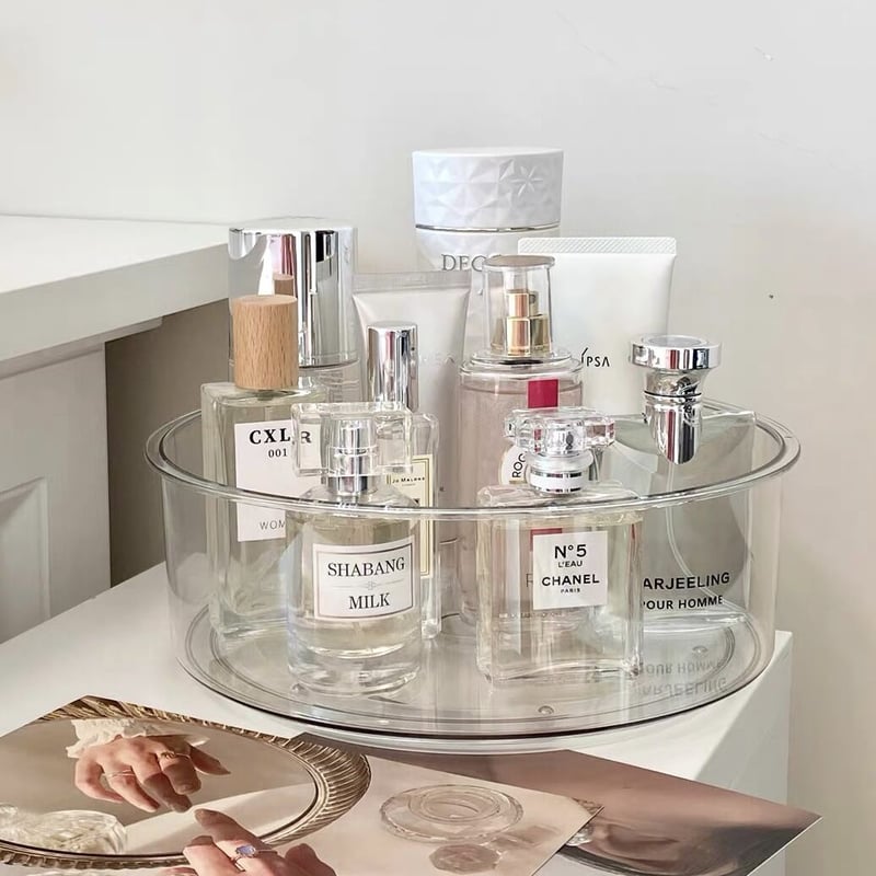 クリア 深型 ラウンド 360度 回転 コスメ 収納 トレイ | 70PARK