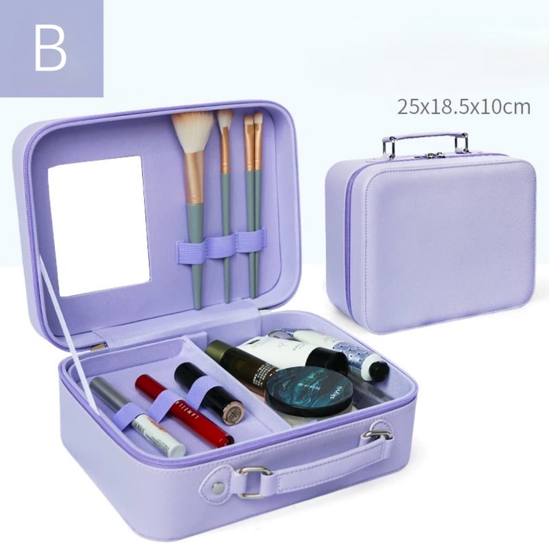 オーバル型ミラー 青 ポーチ付き