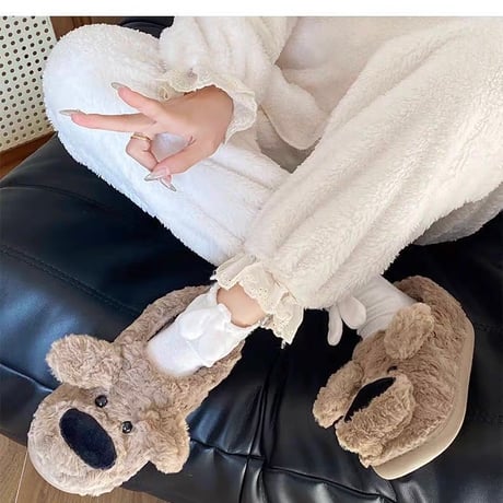 【即納】#もこもこ ドッグ ルームシューズ 犬 室内 スリッパ