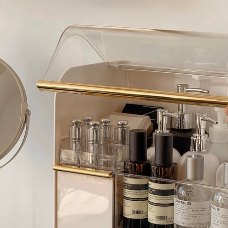 #超大容量 モノトーン メタリック コスメ 収納  ボックス 全2色 オールインワン