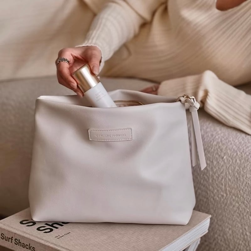 大容量 メイク コスメ 収納 自立 ポーチ L ホワイト | 70PARK