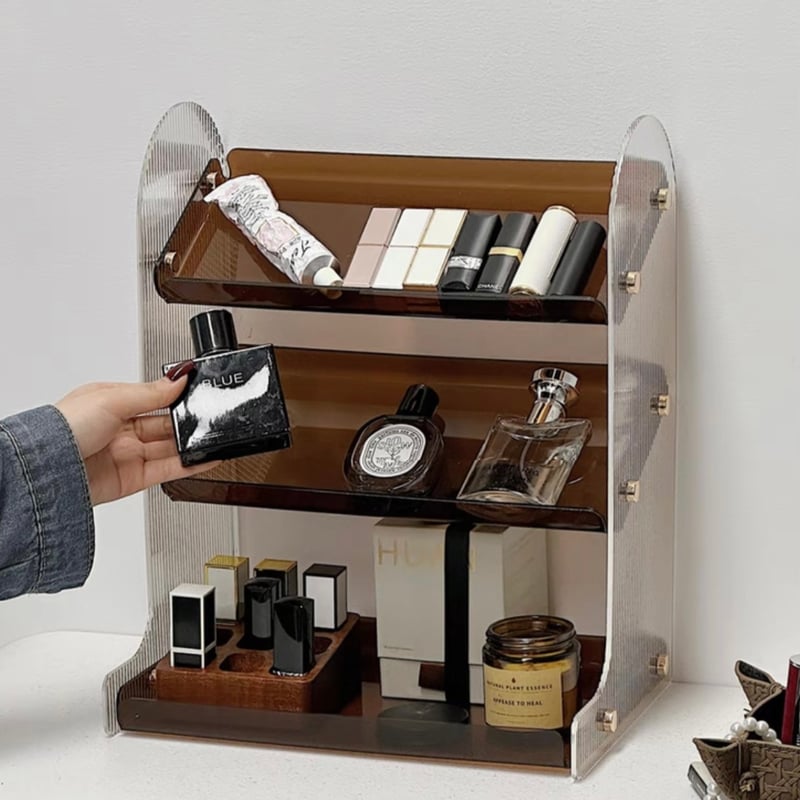 アクリル クリア 斜め 三段 コスメ 収納 ラック 香水収納 | 70PARK