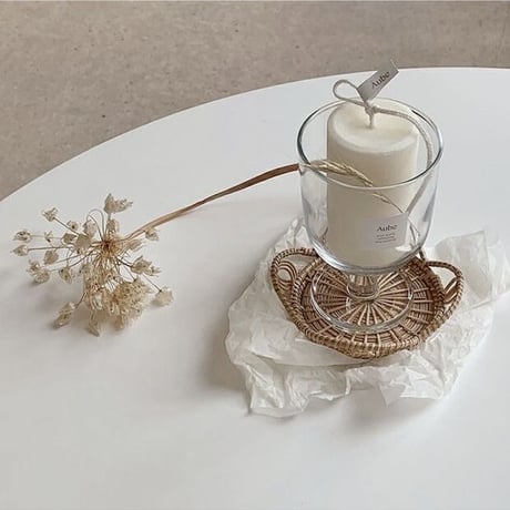 #フラワーモチーフ ラタン コースター 2点セット