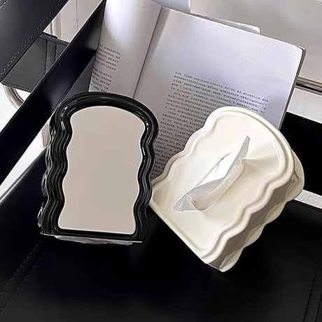 #セラミック ミラー ウエーブ スタンド ティッシュケース 全2色