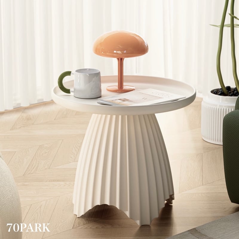プリーツ デザイン ラウンド サイドテーブル 全3色 | 70PARK