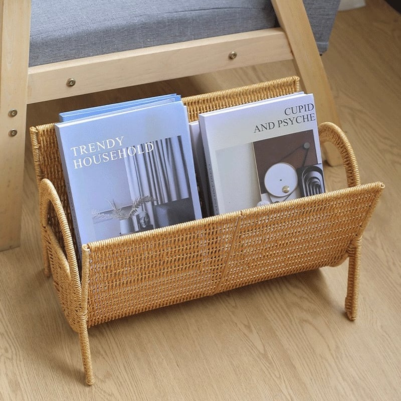 ラタン調 マガジンラック 収納 ブックスタンド バスケット | 70PARK