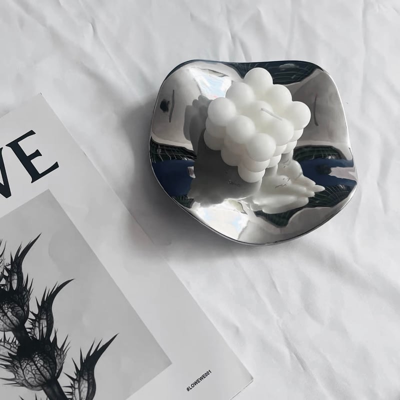 ニュアンス 不規則 ウエーブ ミラー トレイ シルバー | 70PARK