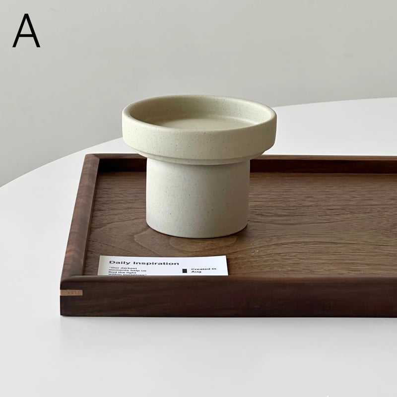 ナチュラル セラミック 脚付き アクセサリー トレイ 全2サイズ 小物