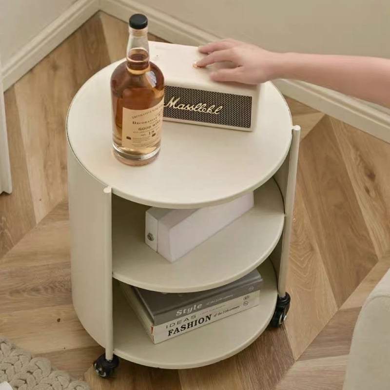 キャスター付 アイアン 円柱 二段 サイドテーブル 全3色 ワゴン | 70PARK