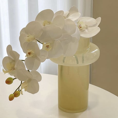 #ミルクイエロー ガラス フラワーベース 花瓶