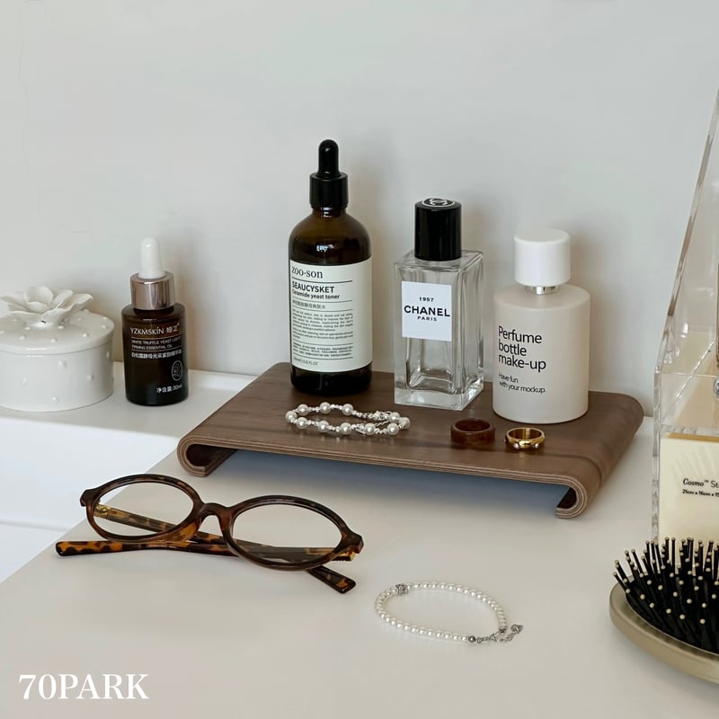 即納】#シンプル ウッド アクセサリー トレイ プレート ブラウン | 70PARK