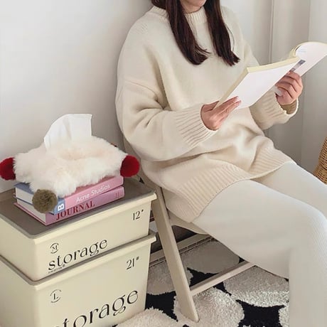 #ポンポン フェイクファー ティッシュケース 全2色 カバー 吊り下げ