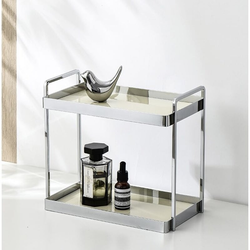 シルバー ディスプレイスタンド 2段棚付き シルバー ディスプレイスタンド 2段棚付き シルバー フレーム