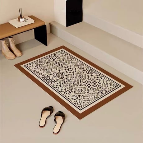 #タイル柄 撥水 玄関 マット 全2色 50×80 拭けるマット