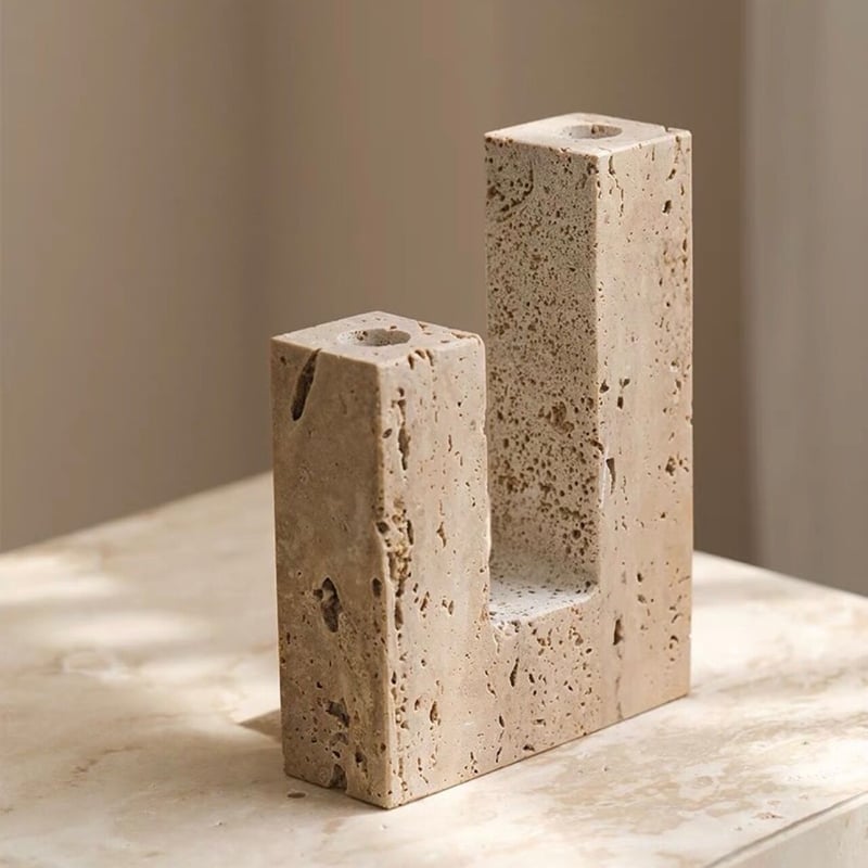 トラバーチン U字 キャンドルホルダー 大理石 オブジェ | 70PARK