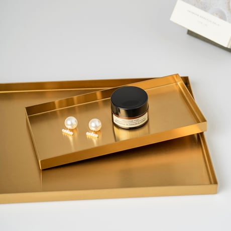 #ゴールド ステンレス 長方形 トレイ 全3サイズ アクセサリートレイ 収納