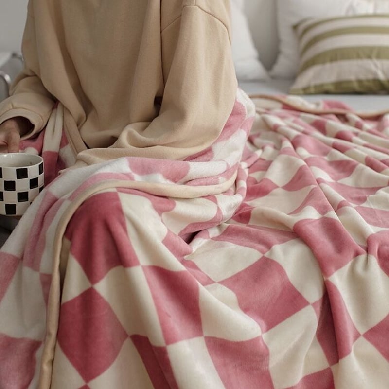 チェッカー ブランケット 全5色 膝掛け 毛布 100×150 | 70PARK