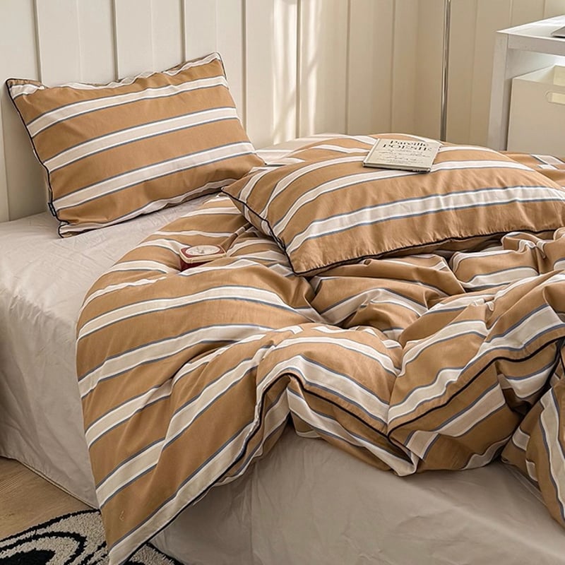 木製ブラウンベッド　カバー付き ベッドスプレッド＆スロー セット (ウッドブラウン)～～ | a.flat 風が