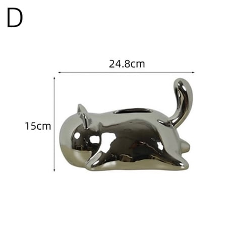 #寝そべり キャット セラミック ティッシュケース 全4色 猫 ティッシュボックス