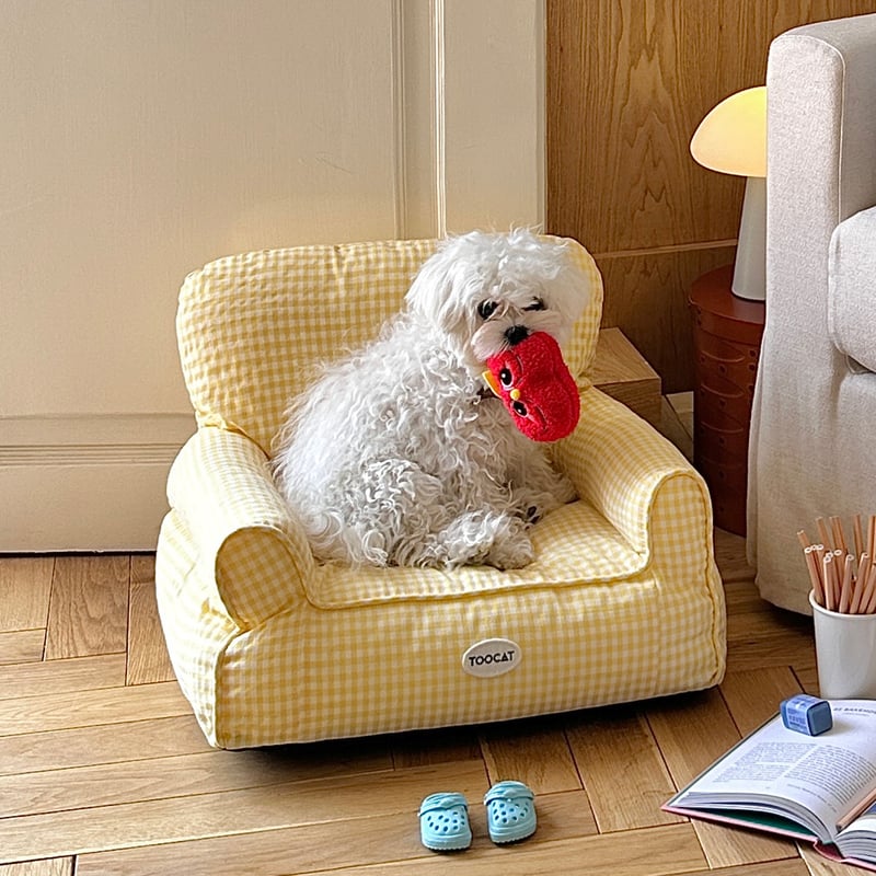 チェック柄 小型 ペットソファ 全2色 犬 猫 ペットベッド ペット用品