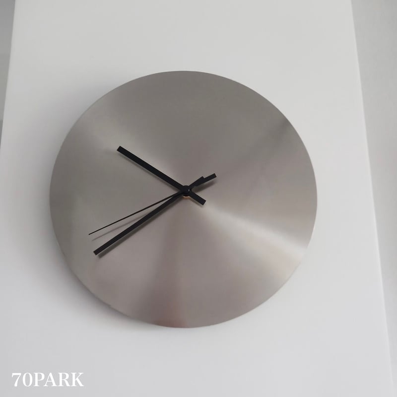 壁時計 ステンレス ラウンド 壁掛け時計 静音 シルバー | 70PARK