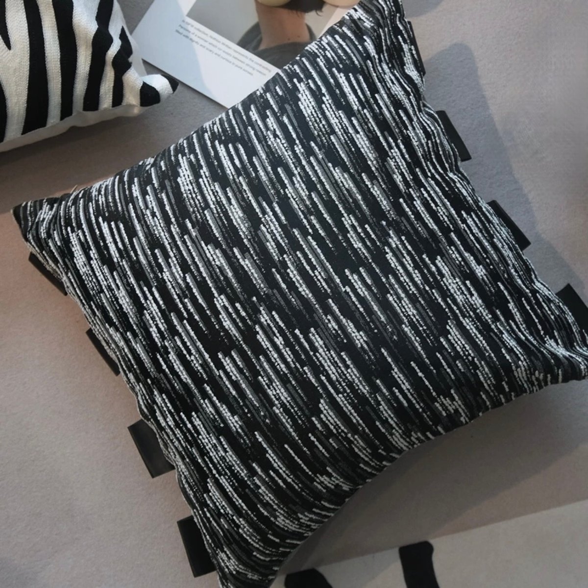 ベージュ ブラック ミックス クッションカバー 全3種 45×45 | 70PARK