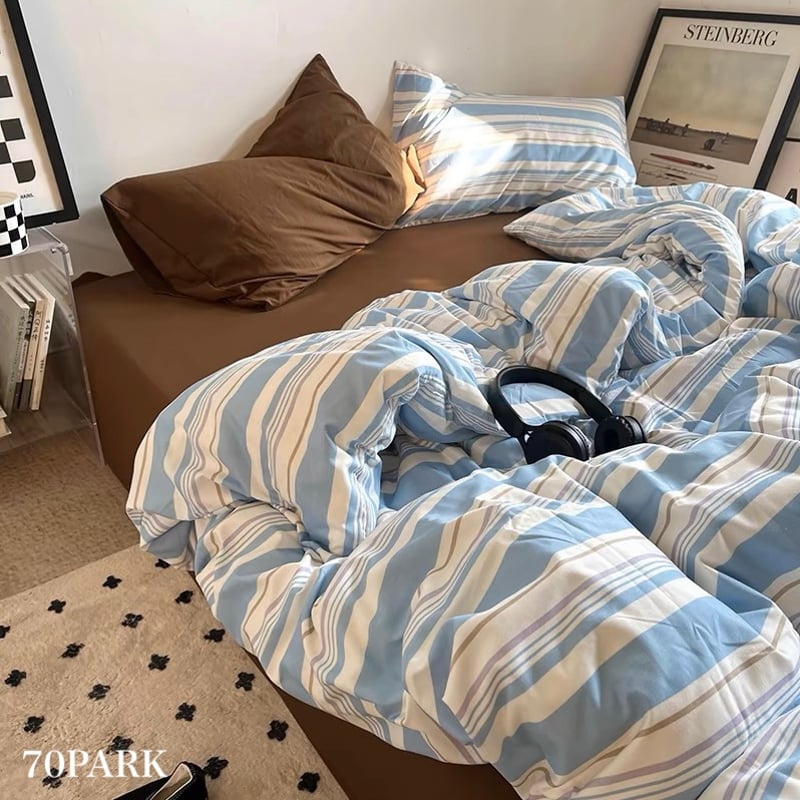 マルチストライプ コットン 布団カバーセット 全2色 2サイズ | 70PARK