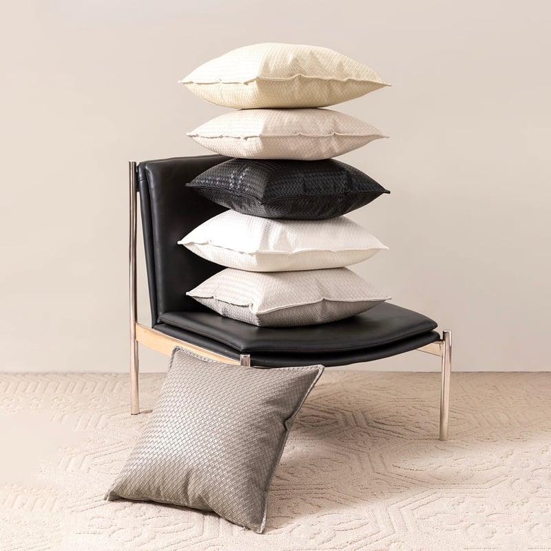 リッチ フェイクレザー 編み込み クッションカバー 全6色 45×45