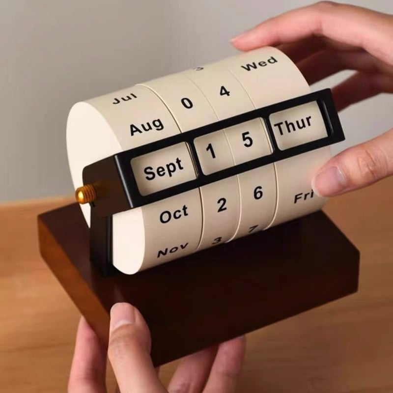 ウッド ナチュラル 回転 万年カレンダー 卓上 木製 デスク | 70PARK