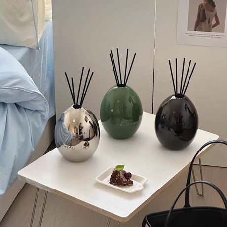 #エッグ モチーフ セラミック ディフューザー 容器 全3色 詰め替えボトル