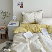 #ステッチ カラー ストライプ コットン 布団カバーセット 全4色 ベッドカバー