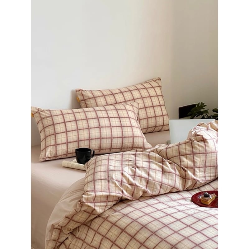 オレンジ ミックス チェック柄 布団カバーセット 全2サイズ オール