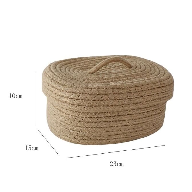 即納】#ロープ編み 蓋付き 小物入れ 全2色 バスケット 収納 | 70PARK