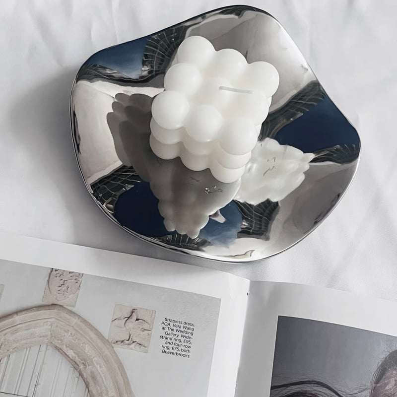 ニュアンス 不規則 ウエーブ ミラー トレイ シルバー | 70PARK