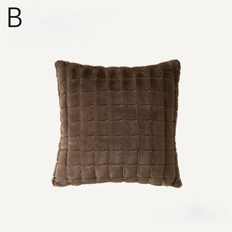 #リッチ フェイクファー グリッド クッションカバー 全5色 45×45